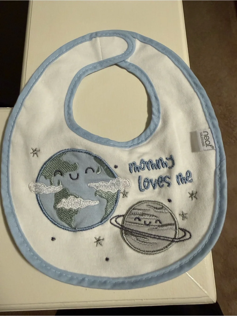Neat Soft-Trim Baby Bib Set - Light Blue Planet Design